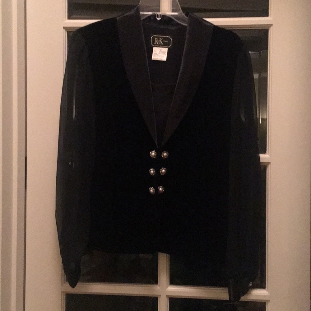 Black velvet evening wear.